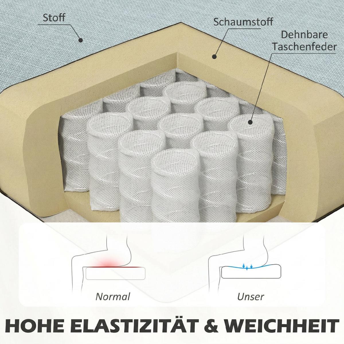 SOFA Polyester Grün - Hellgrün/Naturfarben, Holz/Textil (56.5/77/117cm) - HOMCOM