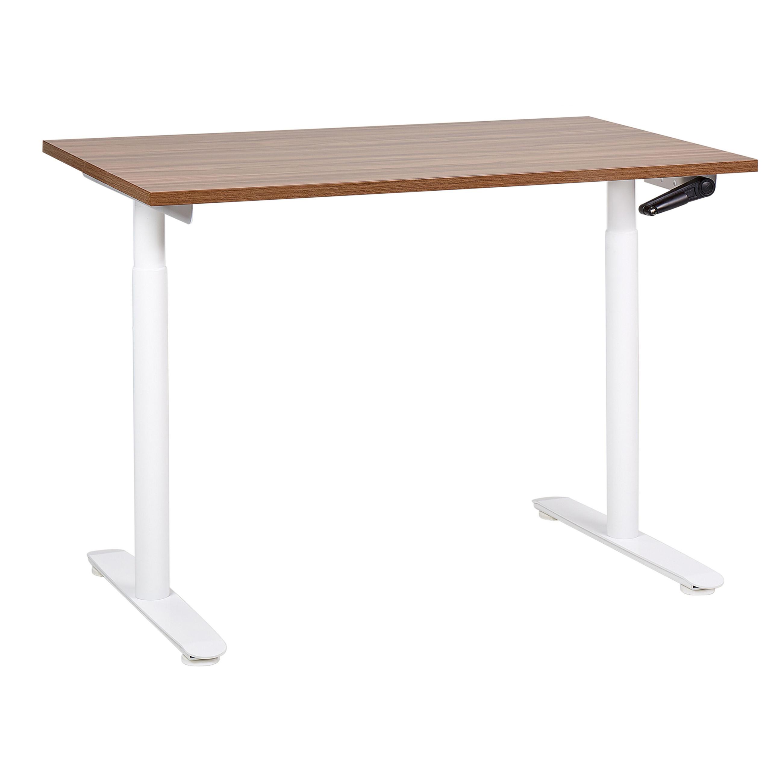 SCHREIBTISCH braunweiß 120/72 cm manuell höhenverstellbar Destin IV - Dunkelbraun/Weiß, Holz (72/120/74cm) - Beliani