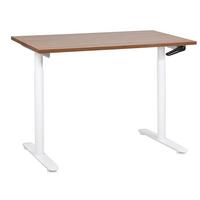SCHREIBTISCH braunweiß 120/72 cm manuell höhenverstellbar Destin IV - Dunkelbraun/Weiß, Holz (72/120/74cm) - Beliani
