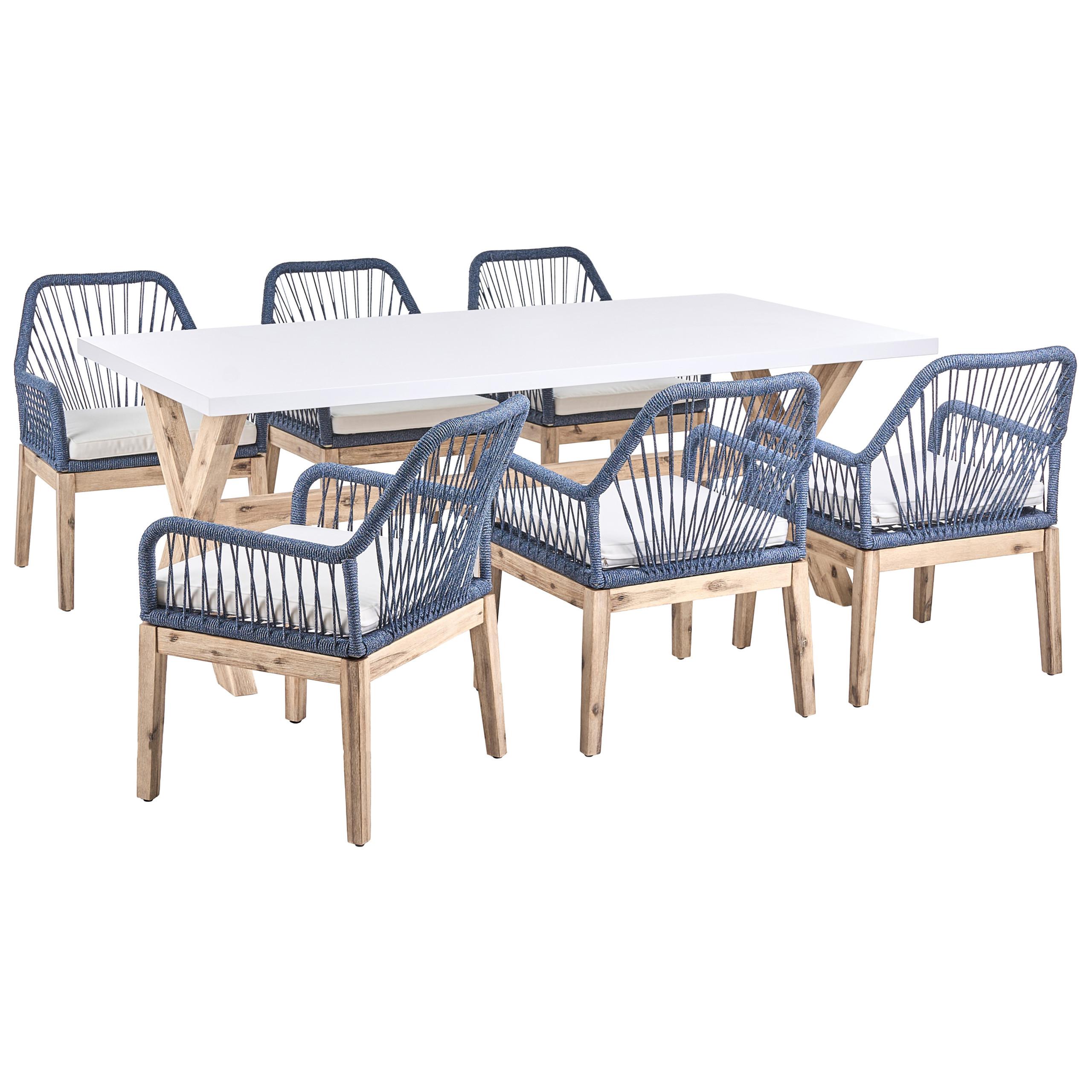 GARTENMÖBEL-SET 6-Sitzer Marineblau Olbia - Hellblau, Holz - Beliani