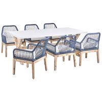 GARTENMÖBEL-SET 6-Sitzer Marineblau Olbia - Hellblau, Holz - Beliani