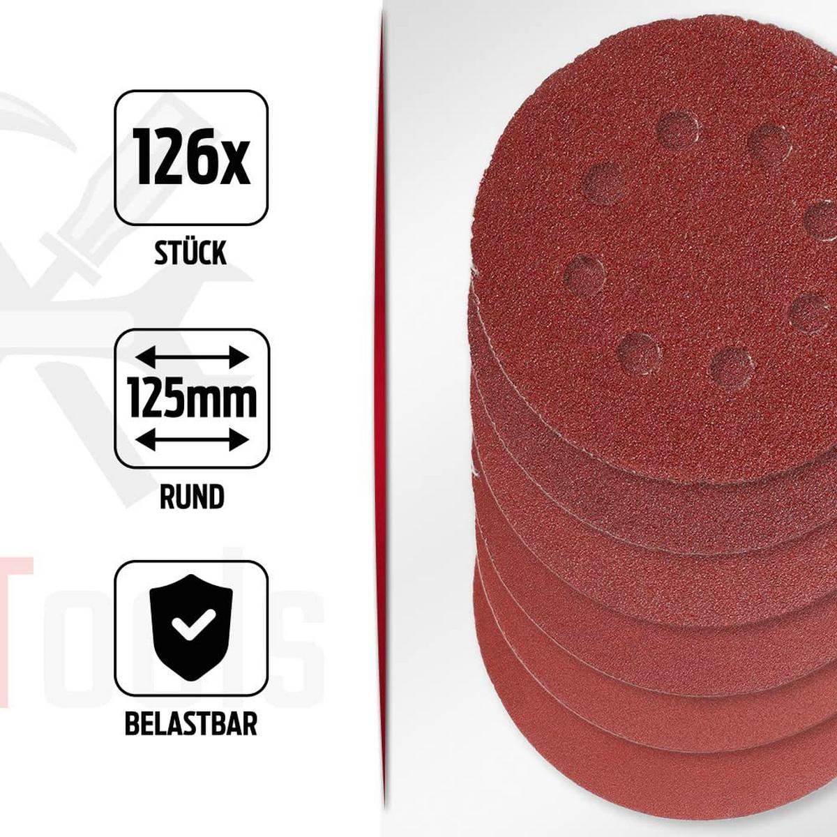 SCHLEIFPAPIER rund 126 Stück - Rostfarben, Kunststoff (125/125/12cm) - bestTools