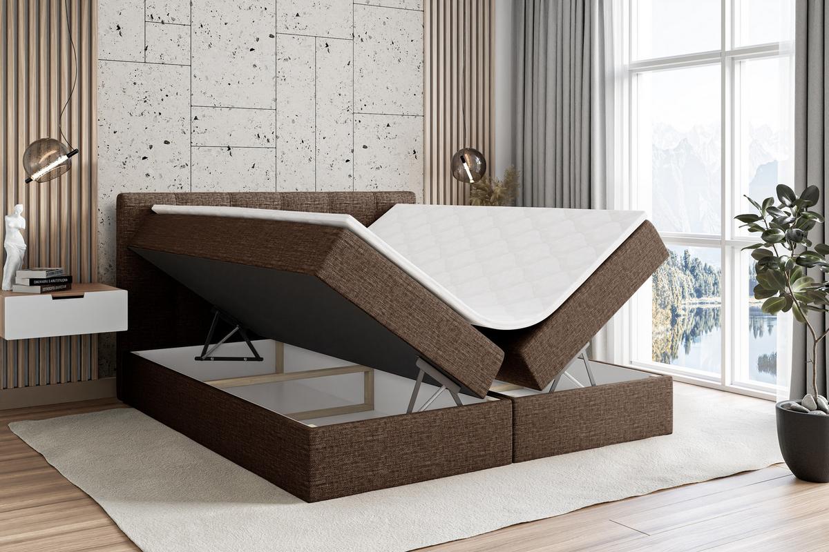 BOXBETT mit Matratze H4 und Lattenrost - MARCE - 140x200 - H4 - Braun - Braun, Holzwerkstoff (140/200cm) - ALTDECOR
