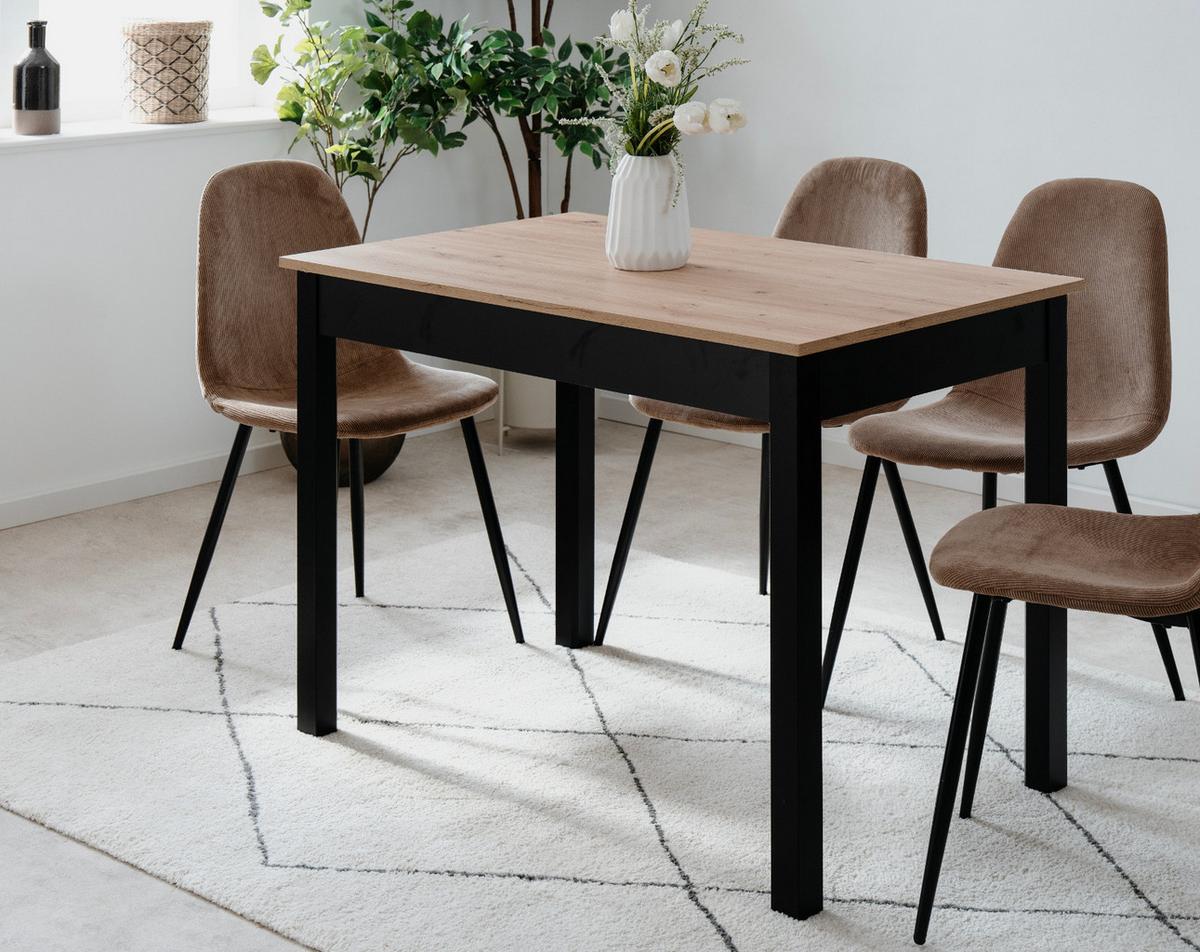 ESSTISCH Eiche Artisan, schwarz 110 x 67 cm, Küchentisch in modernem Design - Schwarz/Eiche Artisan, Holzwerkstoff/Kunststoff (67/110/76cm) - Furn.Design