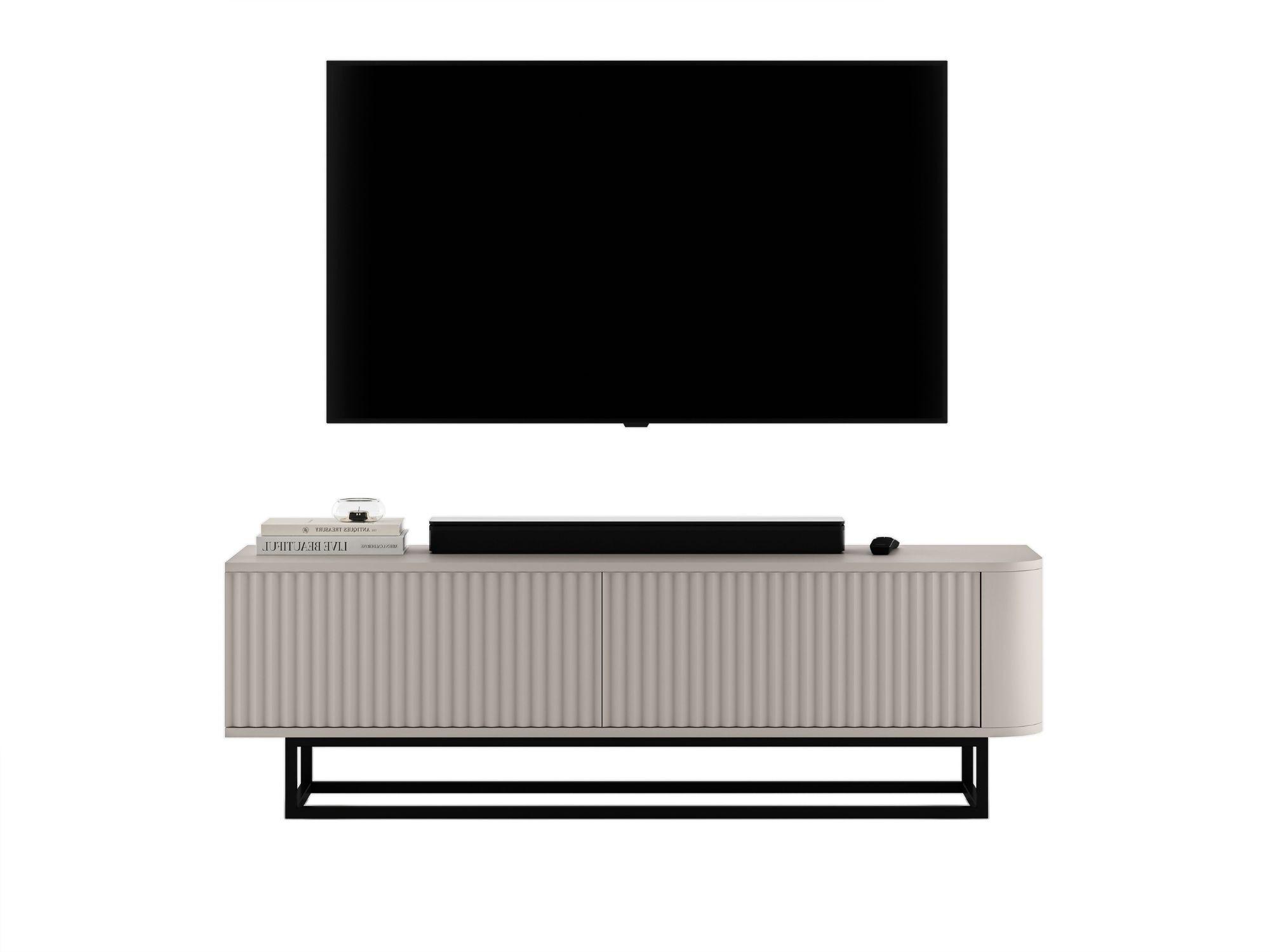 TV-LOWBOARD Aurora Kaschmir matt 140 cm mit schwarzem Metallrahmen - Kaschmir/Schwarz, Holzwerkstoff/Metall (140/44/35cm) - Meble Lindner