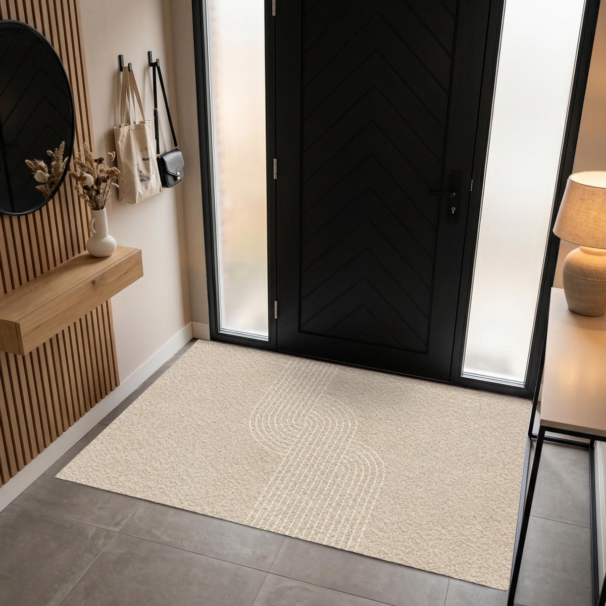 FUSSMATTE Parallele Linien - Leichte Textur - Beige Türmatte 180x120 cm - Beige, Kunststoff (180/0.4cm) - MuchoWow