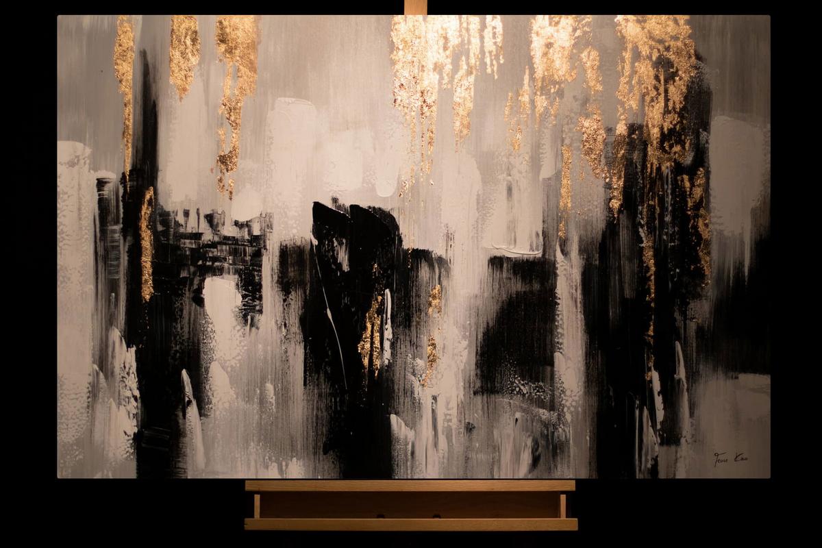 ÖLGEMÄLDE 120/80 cm - Schwarz, Holz/Textil (120/80cm) - KUNSTLOFT