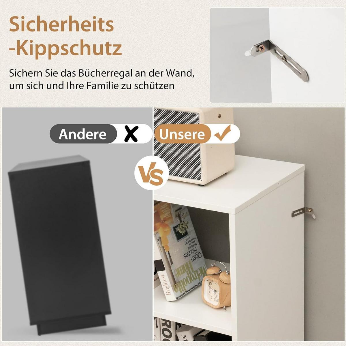 BUCHERREGAL Weiß - Weiß, Holz (120/80/35cm) - COSTWAY