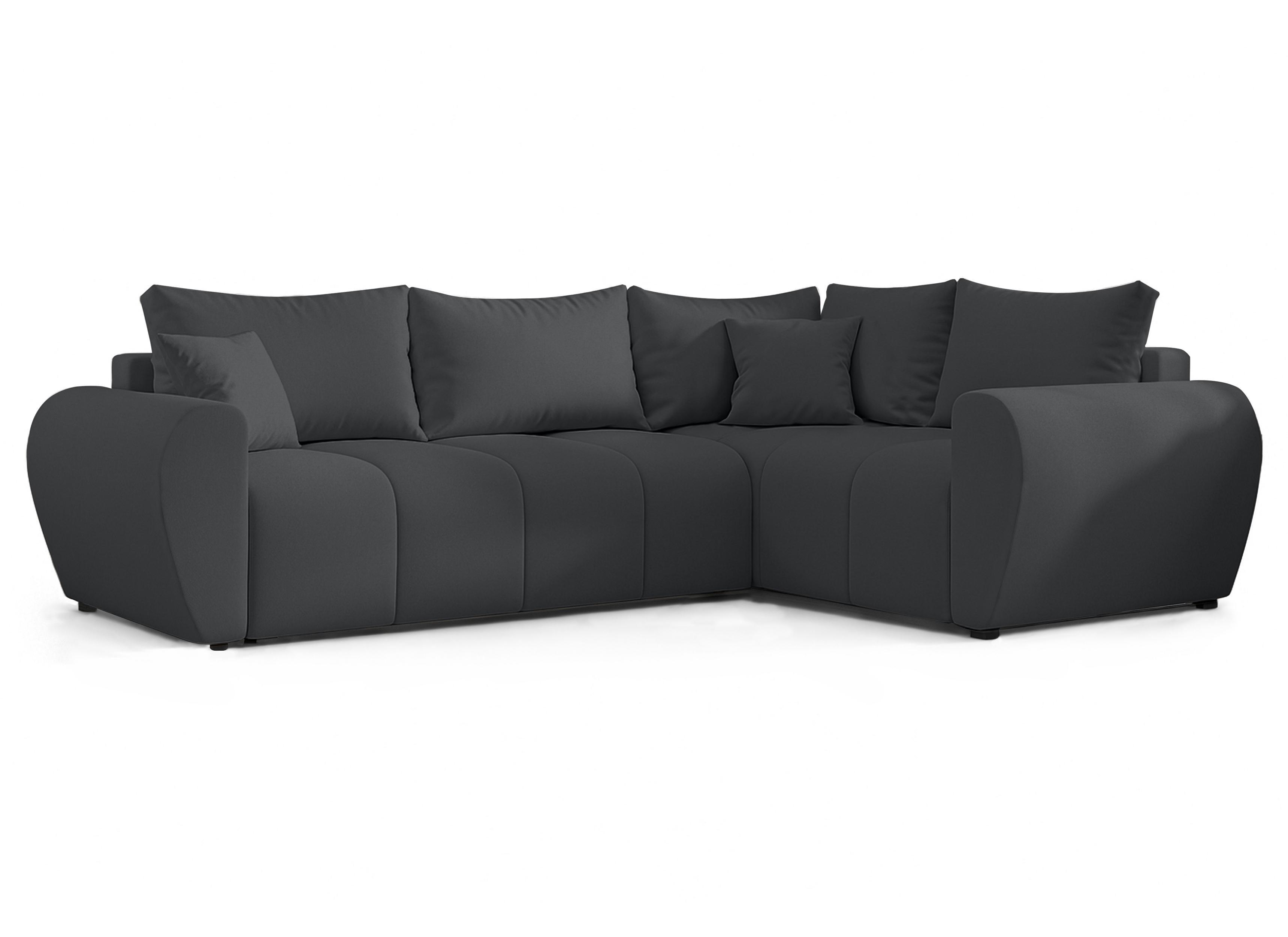 ECKSOFA L Form Malatya MAX Dunkelgrau 246/145/80 cm stilvolle mit Schlaffunktion R - Dunkelgrau/Schwarz, Kunststoff/Textil (235/175cm) - AX Living