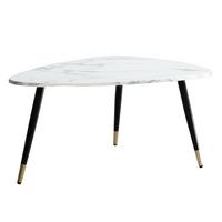 COUCHTISCH mit Marmor Optik, Dreibein, Metall-Gestell, Dreieckig, Weiß 90x60x41 cm - Goldfarben/Weiß, Holzwerkstoff/Metall (60/90/41cm) - KADIMA DESIGN