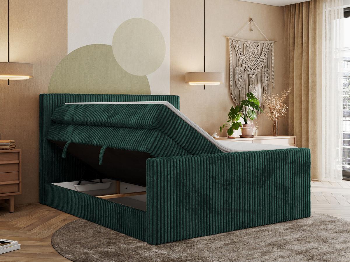 BOXSPRINGBETT TILIANO KING DUO 200/200 - Dunkelgrün Cord - H3 - Dunkelgrün, Textil (200/200cm) - MKS