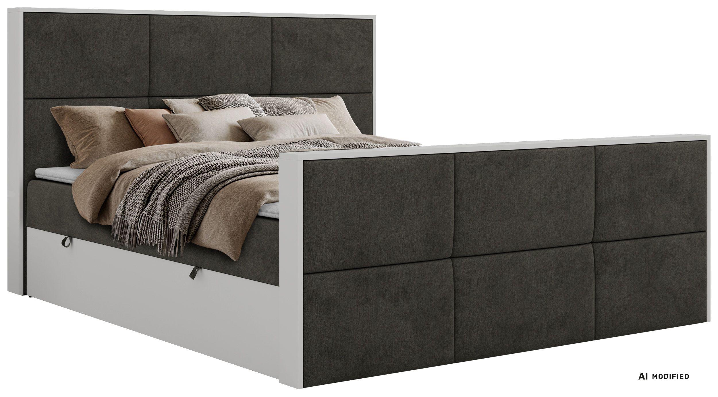 BOXBETT DELVIT DUO 180/200 - Dunkelgrau Velvet - Topper T25 - H4 - Dunkelgrau/Anthrazit, Kunststoff/Textil (180/200cm) - MKS