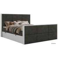 BOXBETT DELVIT DUO 140/200 - Dunkelgrau Velvet - Topper Visco - H3 - Dunkelgrau/Anthrazit, Kunststoff/Textil (140/200cm) - MKS