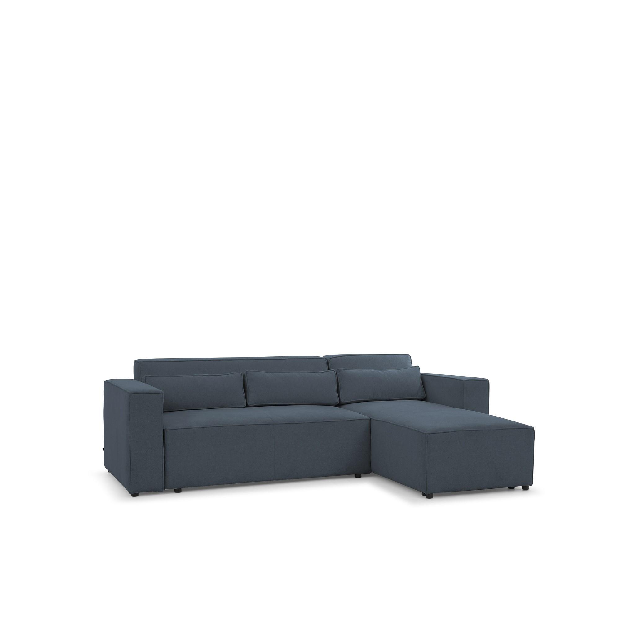 ECKSOFA Schlafsofa Waldo In Stoff Poso - Dunkelblau, Holzwerkstoff/Textil (260/173cm) - Fun Möbel