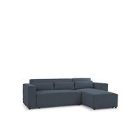 ECKSOFA Schlafsofa Waldo In Stoff Poso - Dunkelblau, Holzwerkstoff/Textil (260/173cm) - Fun Möbel