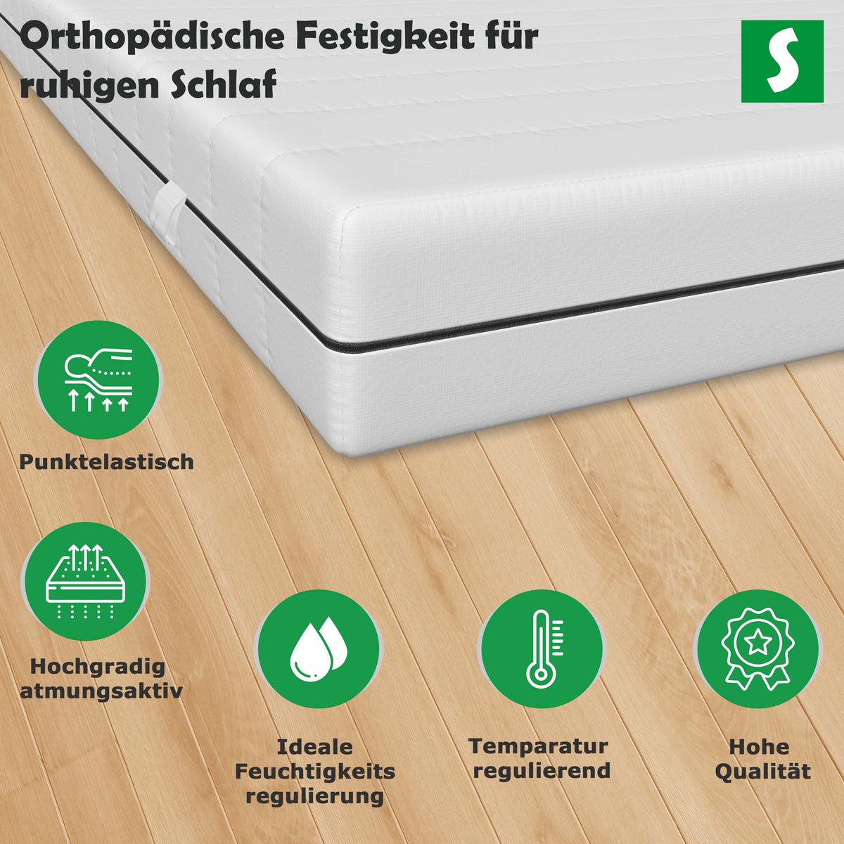 FEDERKERNMATRATZE Orthopädische H3 Komfort 120x200 cm - Weiß, Textil (120/200cm) - Schlaftroll