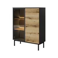 VITRINE in Schwarz, Goldfarben - Schwarz, Holzwerkstoff (100.1/125.4/39.4cm) - MASSENO