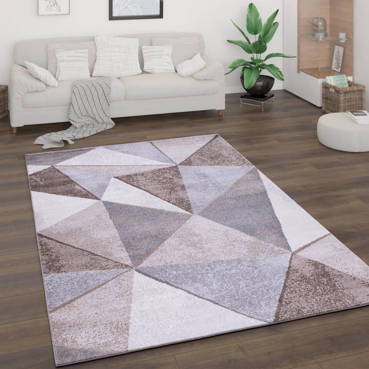 KURZFLORTEPPICH, geometrisch, aus Polypropylen, Florhöhe 9 mm, Braun-Beige, 200 x 280 cm - Beige, Textil (280/200cm) - KADIMA DESIGN