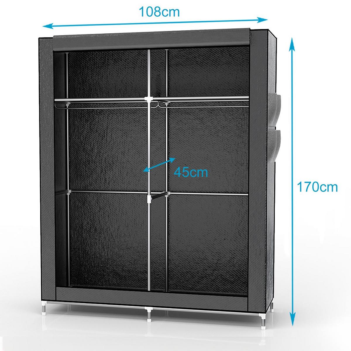 STOFFSCHRANK - Grau, Textil (45/170/108cm) - Intirilife