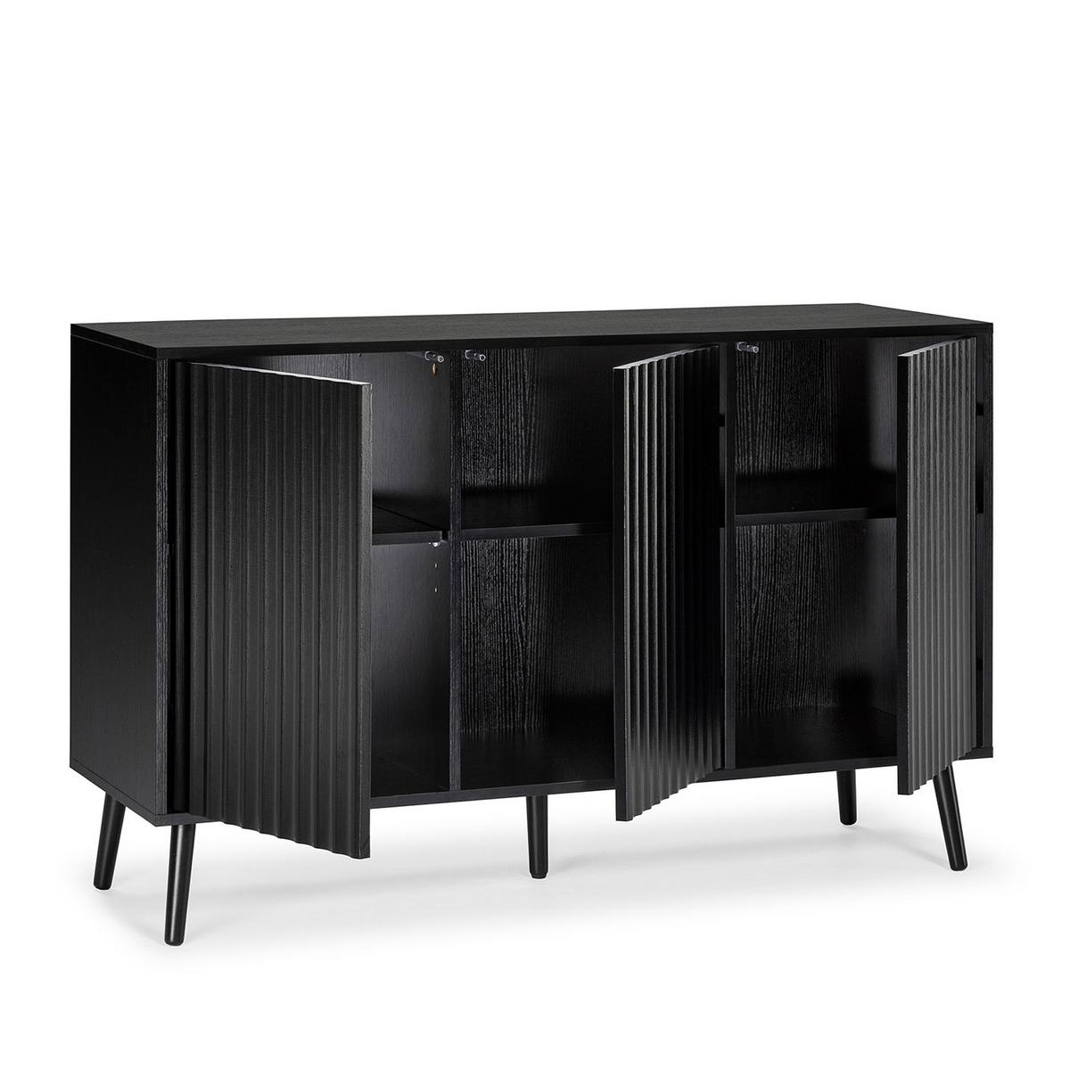 SIDEBOARD Lluvia 3 Türen, Schwarz - Schwarz, Holzwerkstoff (120/76/40cm)
