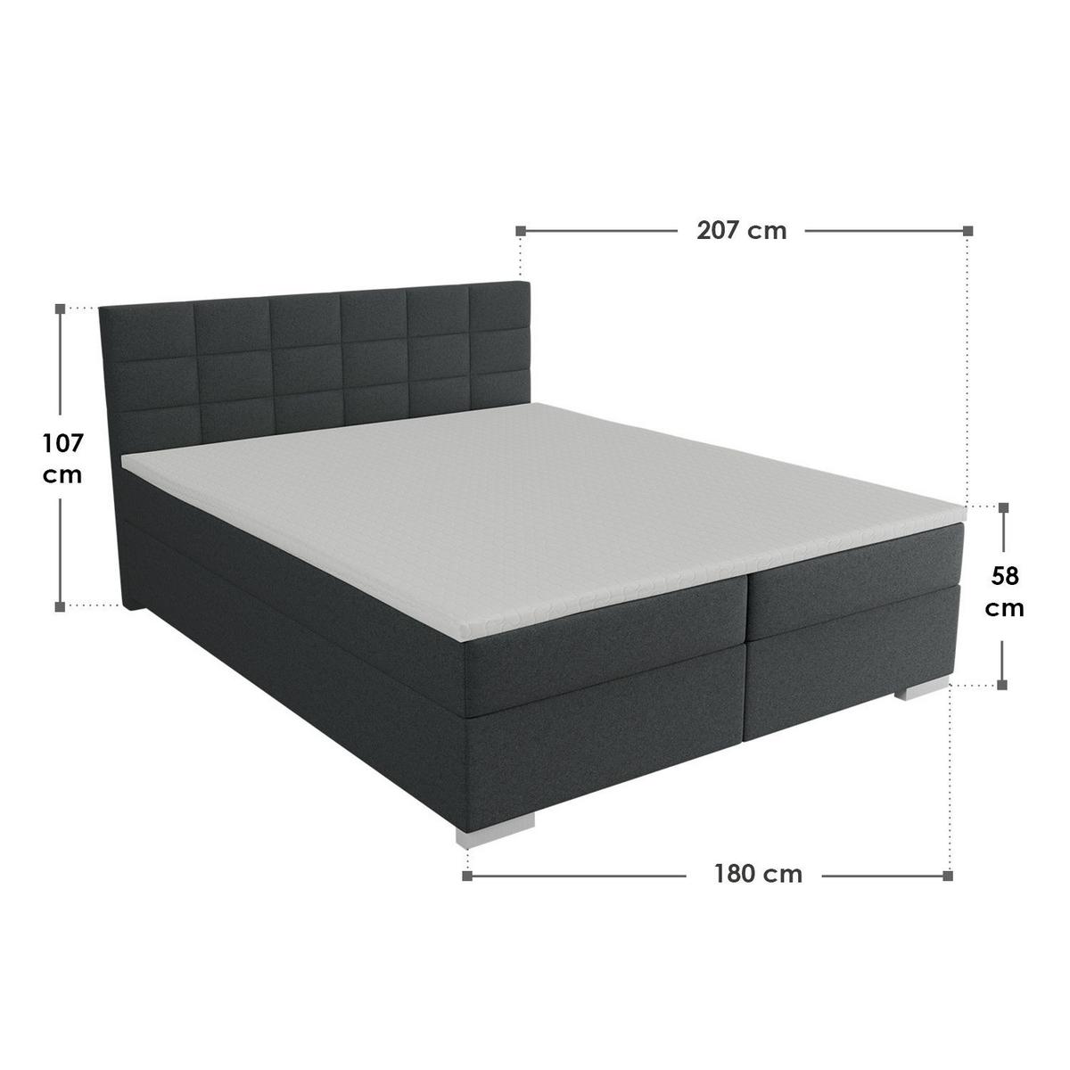 BOXBETT Seattle dunkelgrau 180x200 cm Malmo-Stoff - Dunkelgrau, Textil (180/200cm) - Juskys