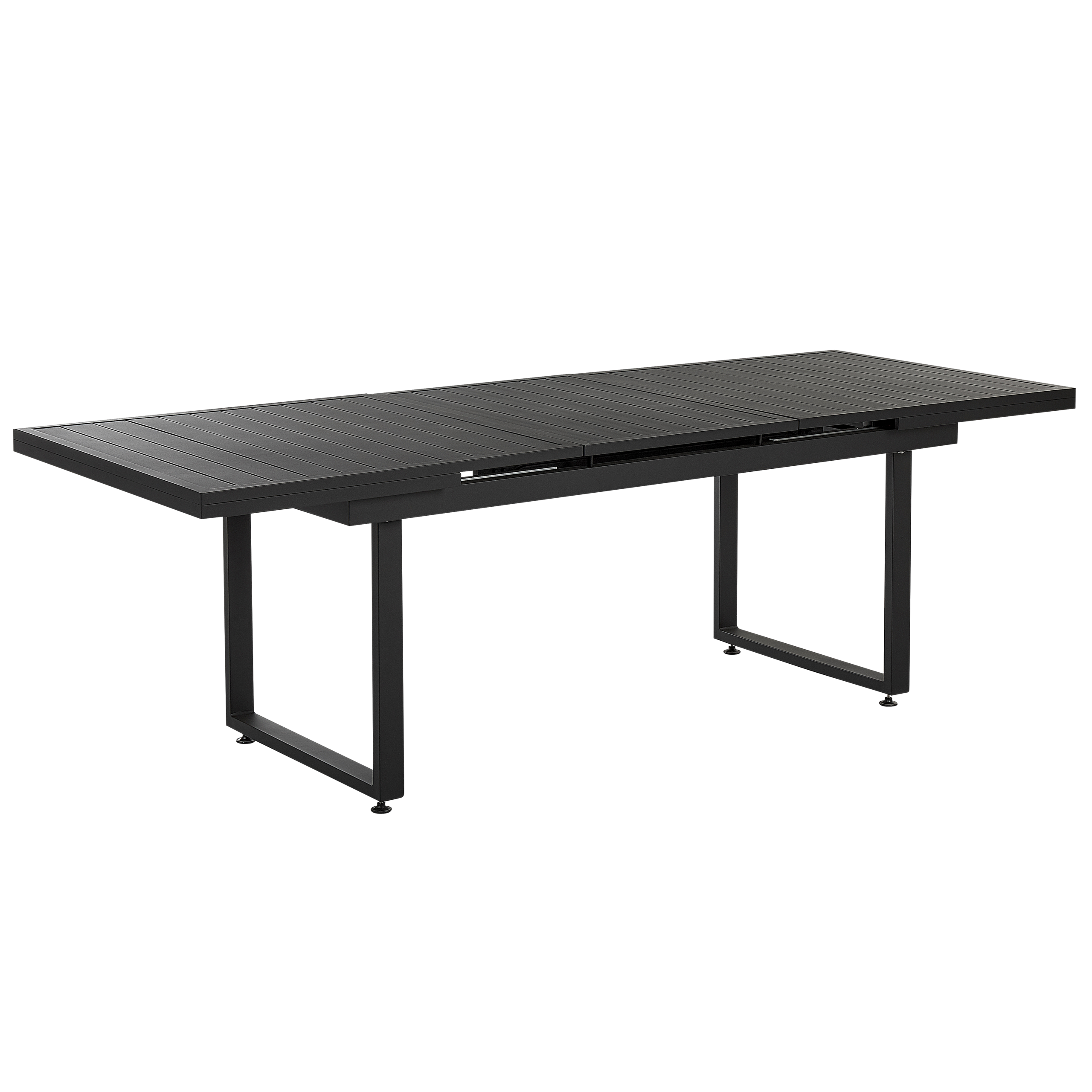 GARTENTISCH 180-240/90 cm Metall Schwarz Valcanetto - Schwarz, Metall (180/90/84cm) - Beliani