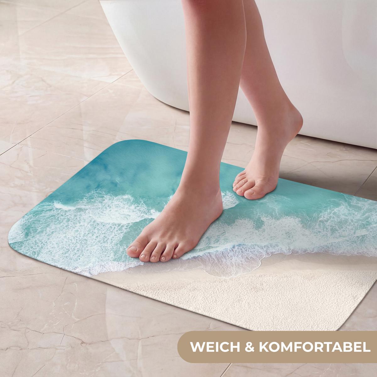 BADEMATTE Strand - Meer - Natur - Sommer 60x40 cm - Türkis, Textil (60/40cm) - OnlyWow