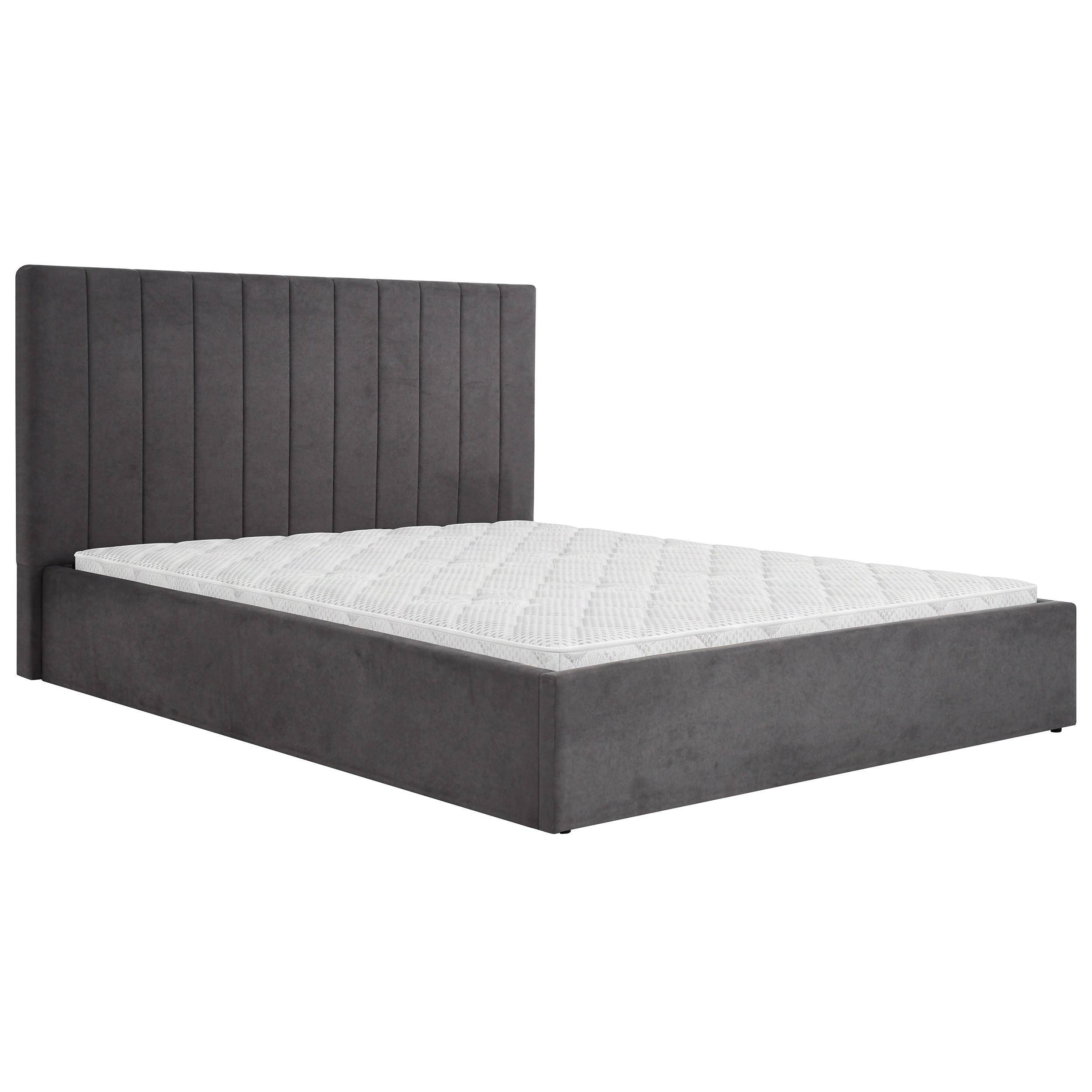 POLSTERBETT Melvio Doppelbett 160x200 cm mit Bettkasten und Schaumstoffmatratze 10 cm, Dunkelgrau - Dunkelgrau, Textil (160/200cm) - Beautysofa