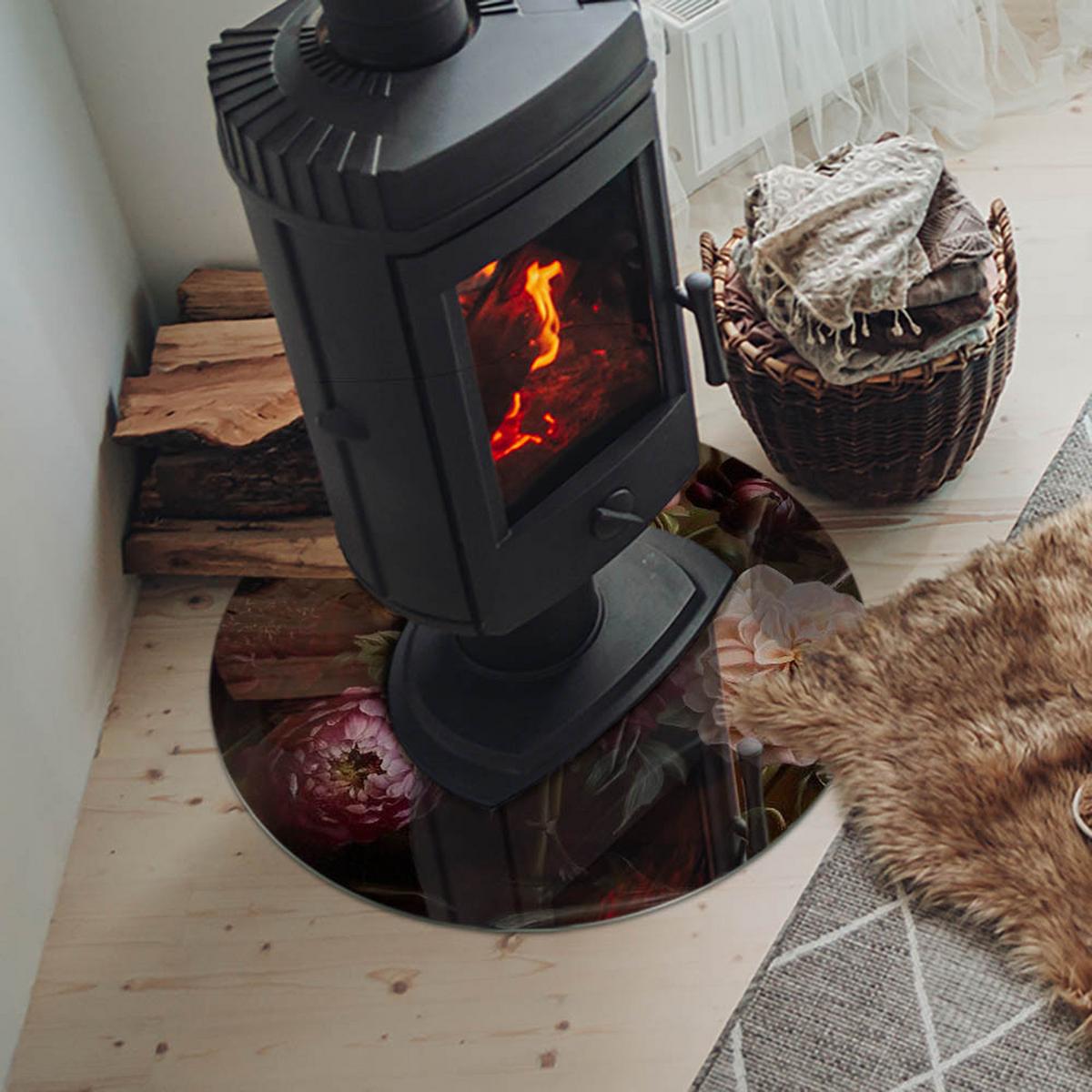 GLASPLATTE für Kamin Ø 60 cm - Weinrot, Glas (60/60/0.4cm) - TULUP