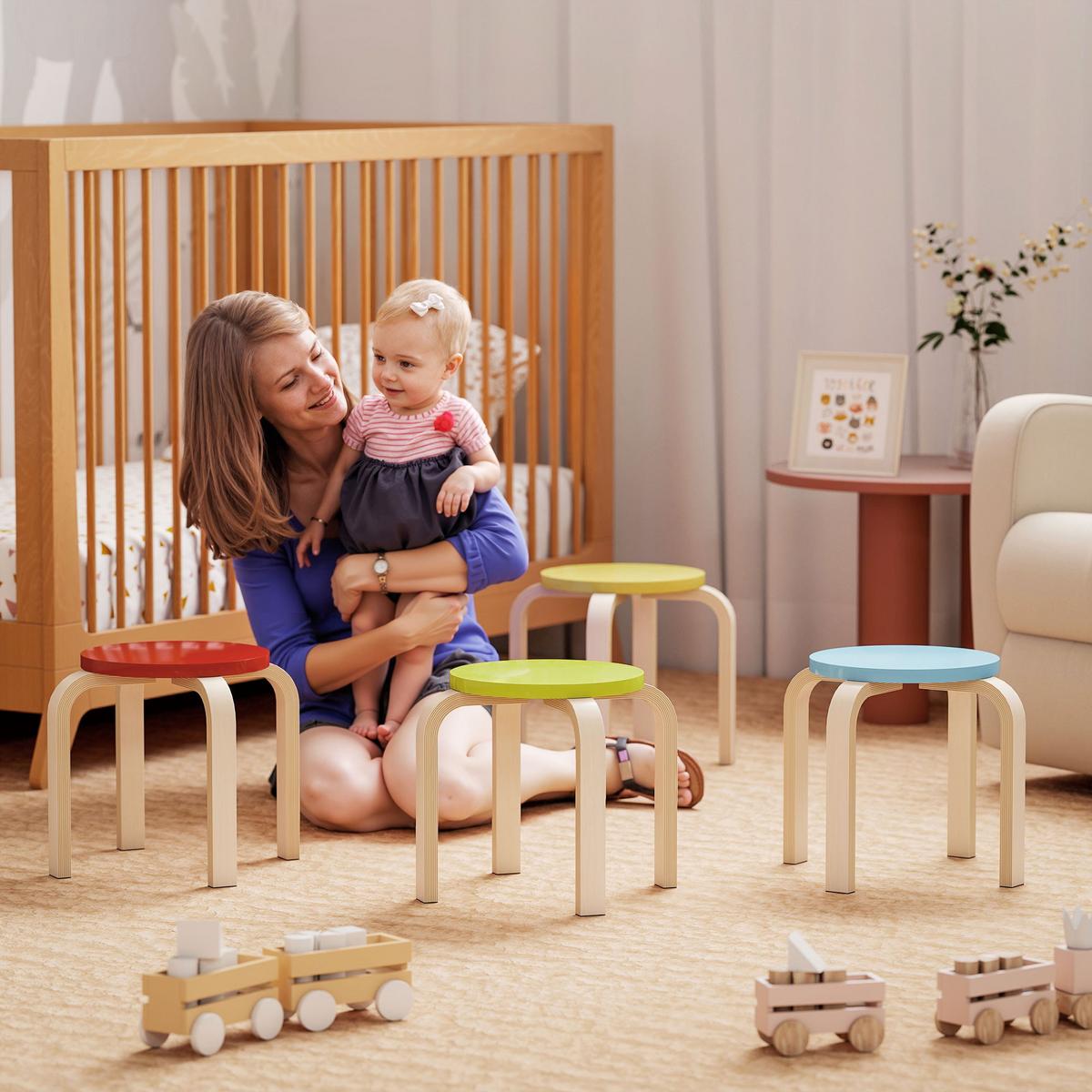 HOCKER 4er Set Holzwerkstoff Mehrfarbig - Multicolor, Holzwerkstoff (36/30/36cm) - HOMCOM