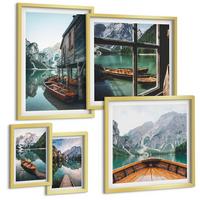 BILDER SET 5er Set - 50x50 cm & 20x30 cm & 40x60 cm Goldrahmen - Haus am Bergsee Łódź - Goldfarben, Kunststoff (40/60cm) - TULUP