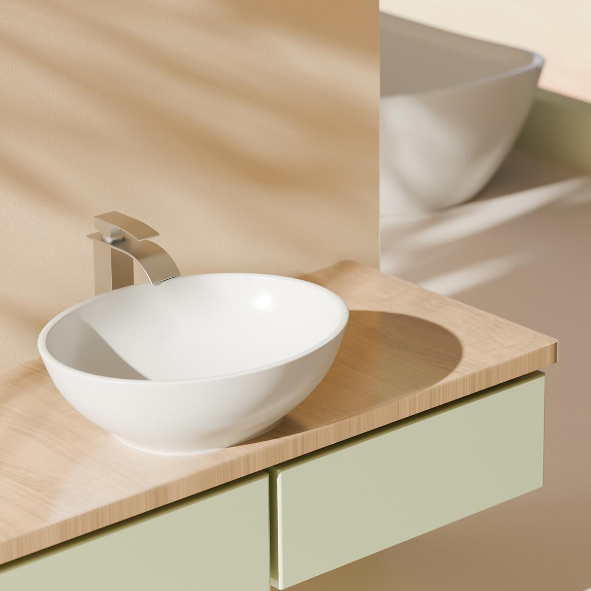 WASCHBECKEN mit pflegeleichter Oberfläche Weiß 41,5 / 33,5 / 13 cm - Weiß Hochglanz, Keramik (41.5/13/33.5cm) - EMKE
