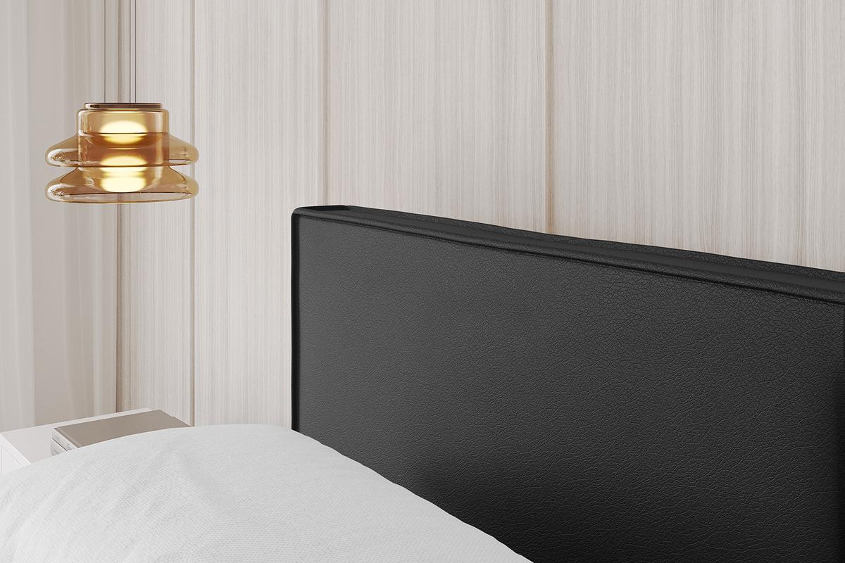 POLSTERBETT mit Bettkasten und Lattenrost, Bett mit Matratze H3/H4 - EMMI-V1 180x200 Schwarz Kunstleder - Schwarz Hochglanz, Holzwerkstoff/Textil (180/200cm) - ALTDECOR