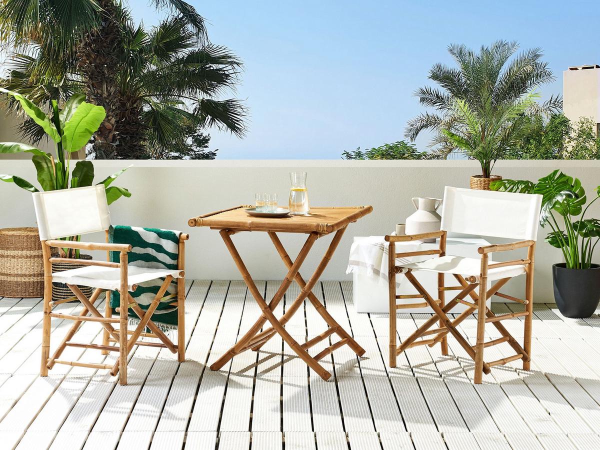 KLAPPTISCH Bambusholz 70/70 cm klappbar Molise - Hellbraun, Holz (70/70/73cm) - Beliani