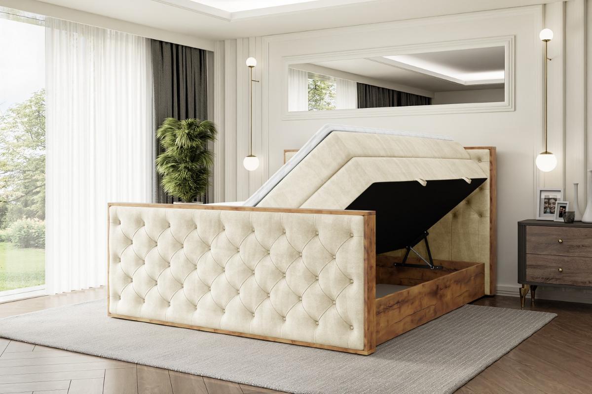 BOXSPRINGBETT mit Matratze H3|H4 und Lattenrost - LOLLI3-Z KING-120x200 - Beige Monolith - Beige, Holzwerkstoff (120/200cm) - ALTDECOR