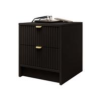 NACHTTISCH Tireno - Goldfarben/Schwarz, Holzwerkstoff/Metall (40/40/35cm) - MIRJAN24