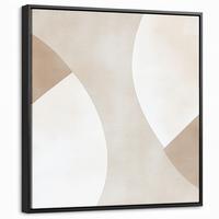 LEINWAND Bilder mit Rahmen - Braun - Japandi - Abstrakt - 50x50 - Sandfarben, Textil (50/50cm) - MuchoWow