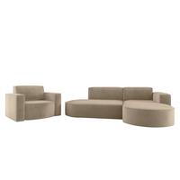 SOFASET Palma In Noel - Beige, Holzwerkstoff/Textil (236/78/165cm) - Fun Möbel
