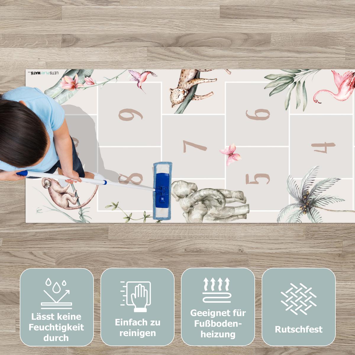 KINDERTEPPICH Hinkelpad - Tiere - Safari - Aquarell - Kinder Kinderzimmer 90x270 cm - Beige, Kunststoff (90/0.3cm) - OnlyWow