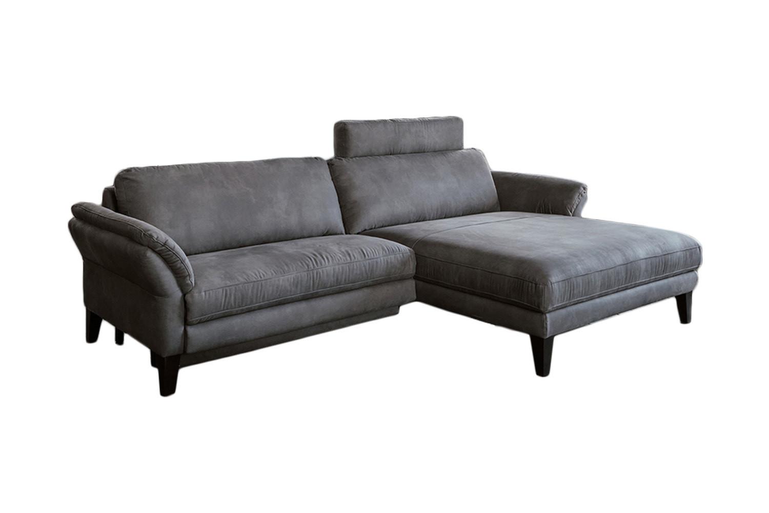 ECKSOFA MALTA Grau Webstoff - Schwarz/Grau, Buchenholz/Textil (302/175cm) - KAWOLA
