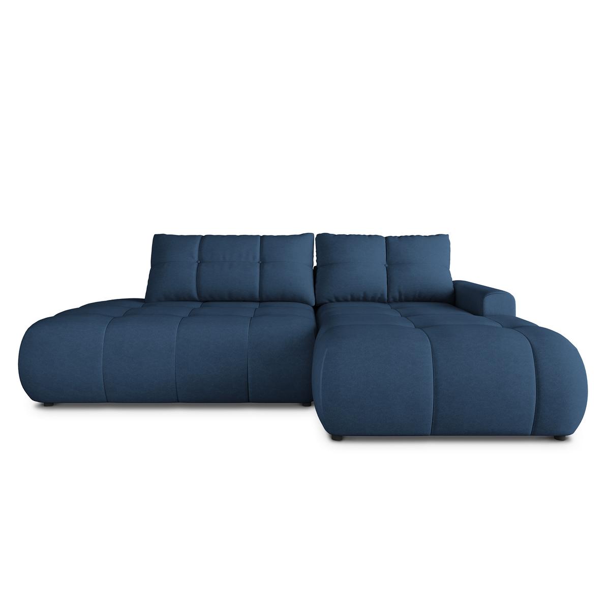 ECKSOFA FLUMA CL R-S Blau Samtstoff mit Schlaffunktion - Blau, Holzwerkstoff/Textil (279/158cm) - MASSENO