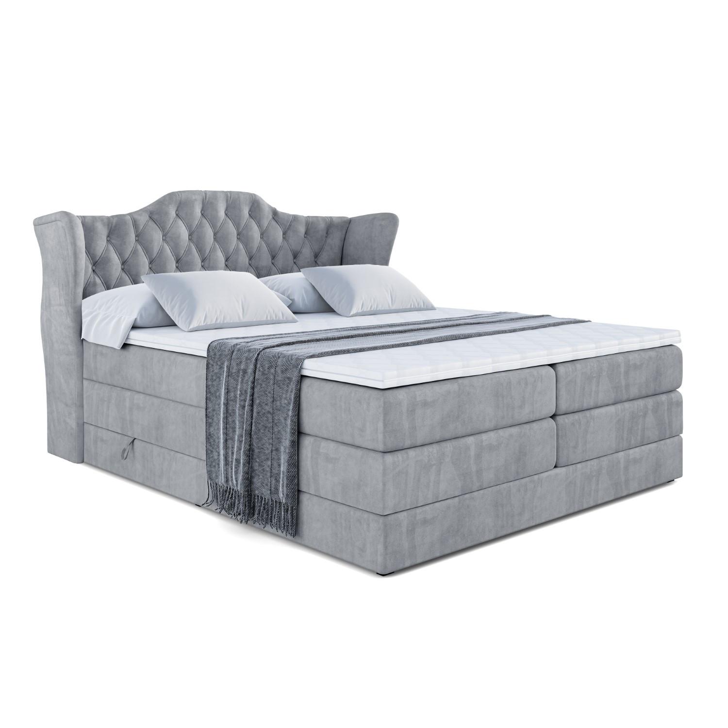 BOXSPRINGBETT VILA KING - 140x200 - H3/H4 - Grau - Grau, Holzwerkstoff (140/200cm) - ALTDECOR