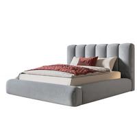 BETT 140x200 - Polsterbett mit Bettkasten und Metallrahmen - Modern Bett - Eleganter Jasmine-Stoff - Kollektion Alva Maxi - Hellgrau - Hellgrau, Holz/Textil (140/200cm) - Alpi-Möbel