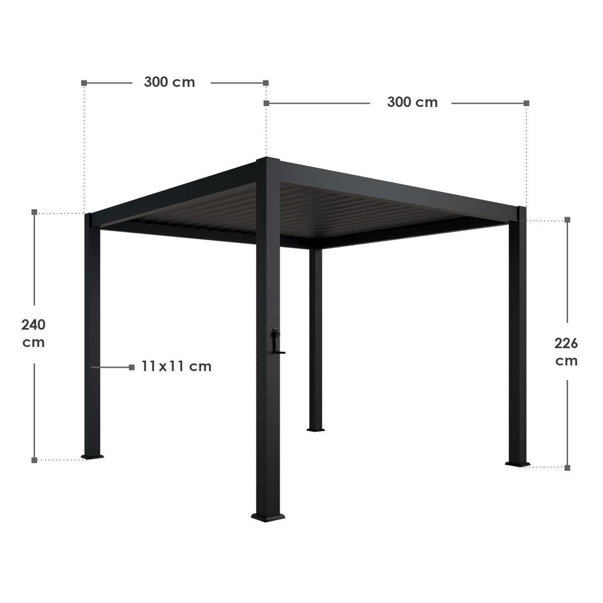 LAMELLENDACH Tahiti mit Seitenwand 3x3 m anthrazit - Anthrazit, Metall (300/240/300cm) - Juskys