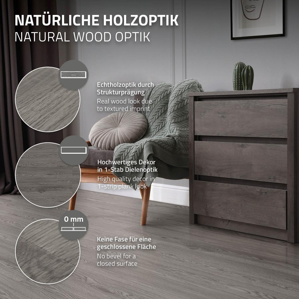 VINYLBODEN selbstklebend 2,23m²/16 Dielen Eiche Grau - Grau, Kunststoff (91.5/15.3/0.2cm) - ML-DESIGN