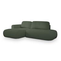 ECKSOFA NUVIRA L-S Grün Boucle-Stoff mit Schlaffunktion - Grün, Holz (279/158cm) - MASSENO