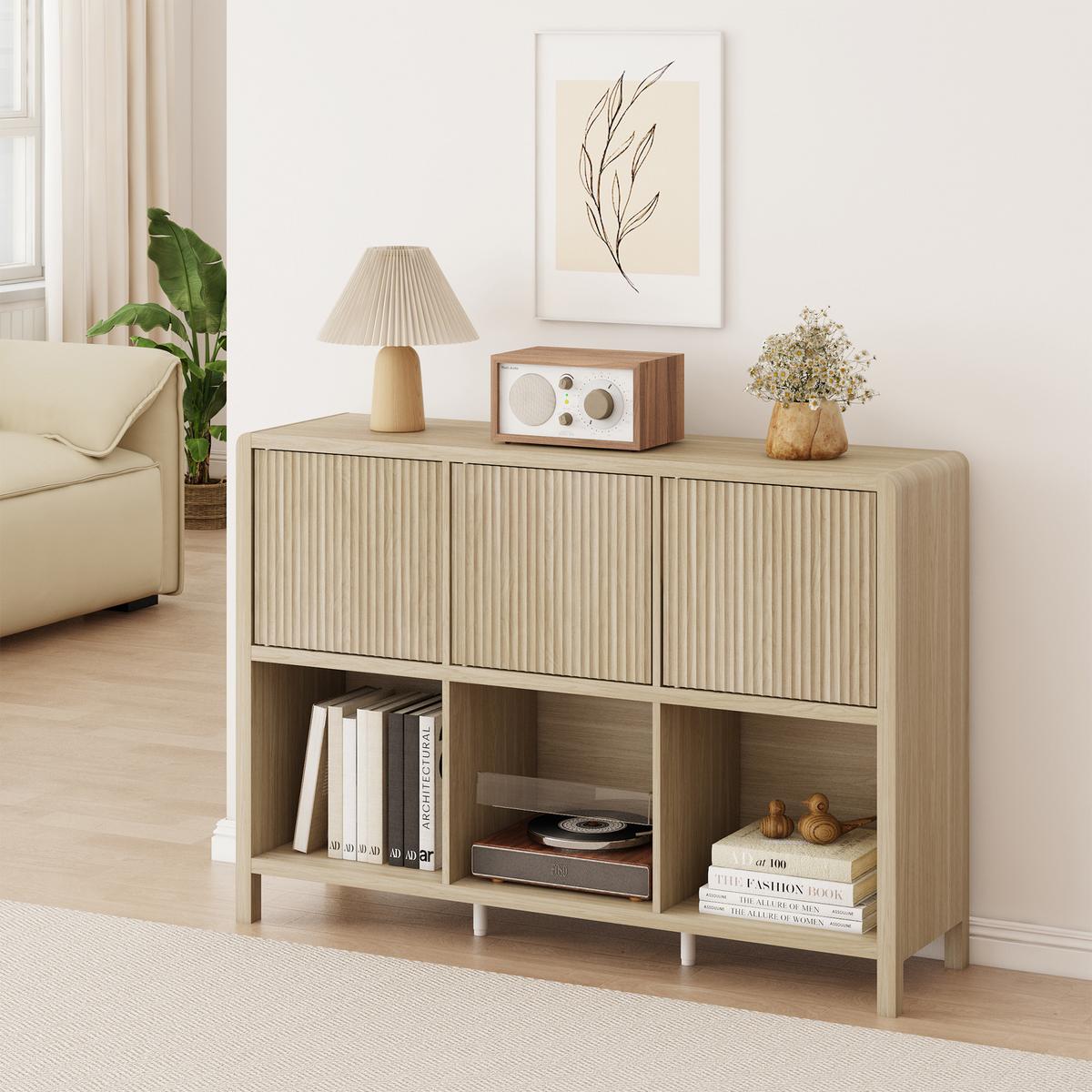 SIDEBOARD Lukkodso - Eichefarben, Holzwerkstoff (110/76.5/30cm) - [en.casa]