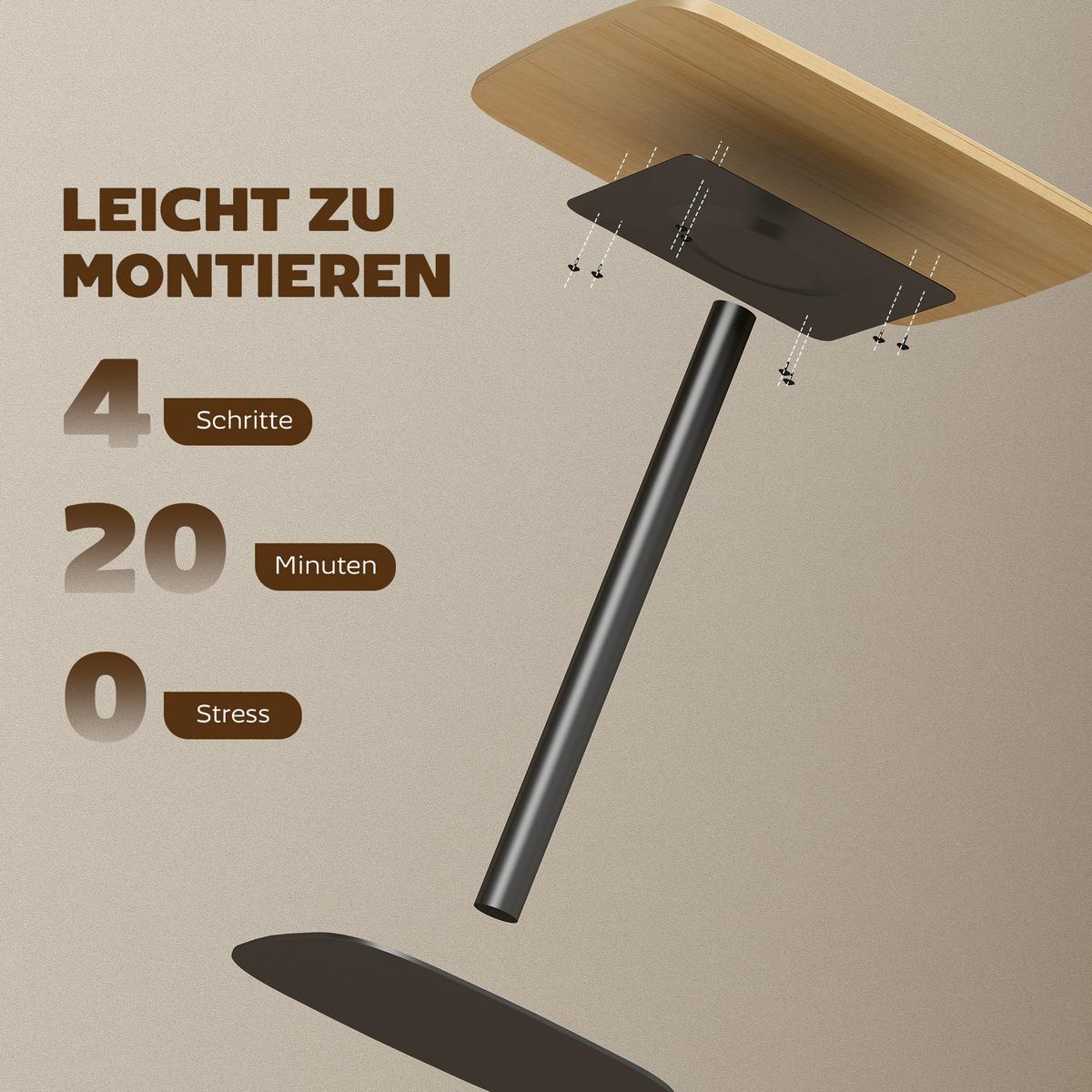 ESSTISCH MDF Stahl Naturholz - Schwarz/Naturfarben, Holzwerkstoff/Metall (60/60/75cm) - HOMCOM