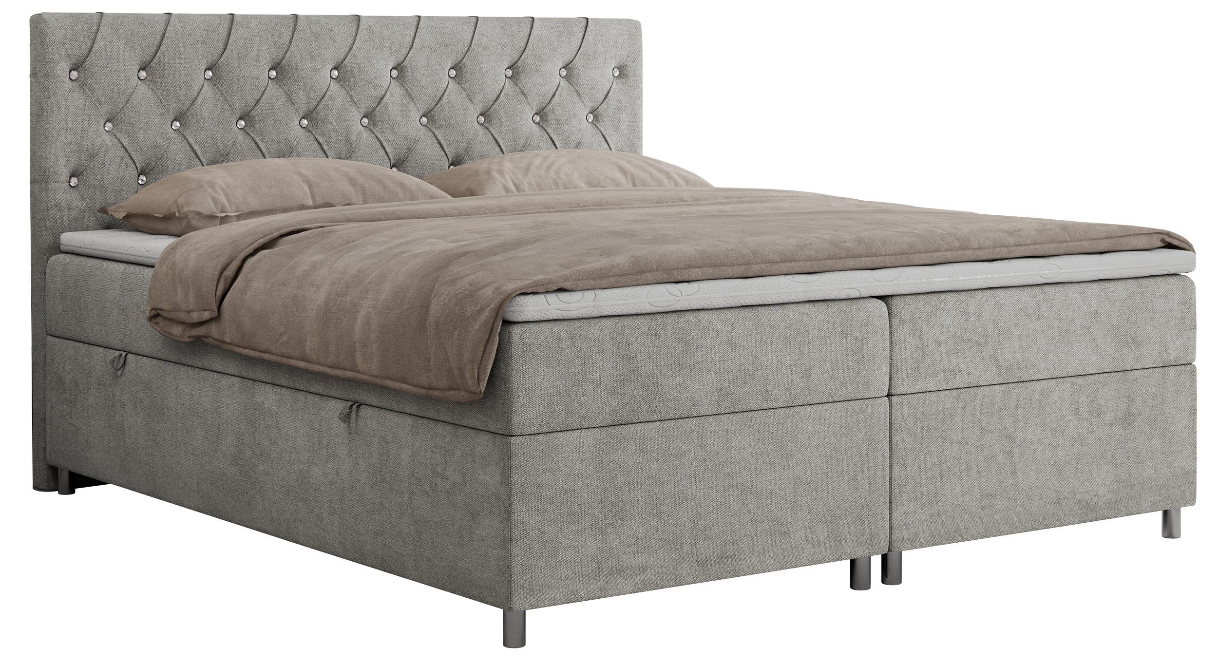 BOXBETT ROMA 120/200 - Hellgrau Strukture - H3 - Hellgrau, Holz/Textil (120/200cm)