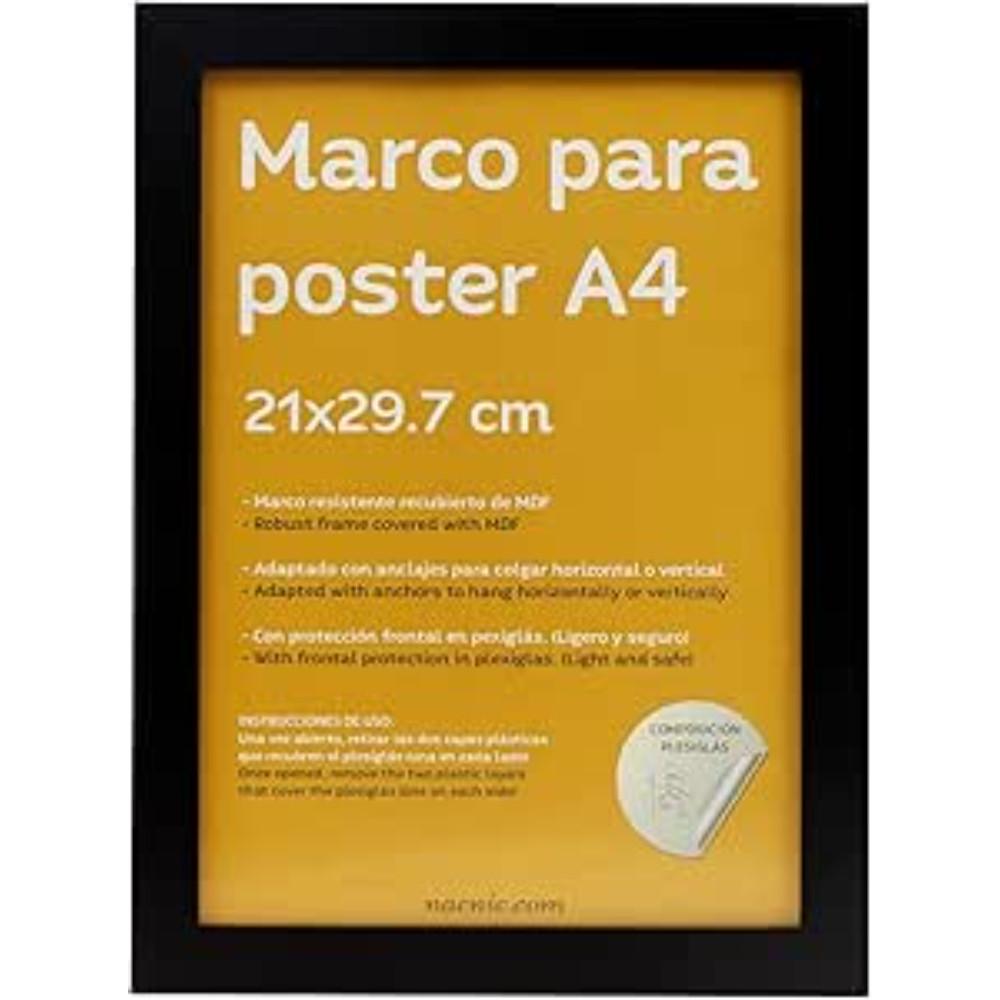 RAHMEN aus MDF und Acrylglas Schutz und Aussteller für Fotografien, Bilder, Poster, Gemälde, Dekoration für Haus Farbe Schwarz A4 - Schwarz, Holz (21/3cm) - Nacnic